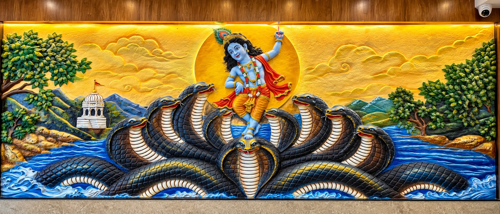 Traditional Krishna mural at Brundavana