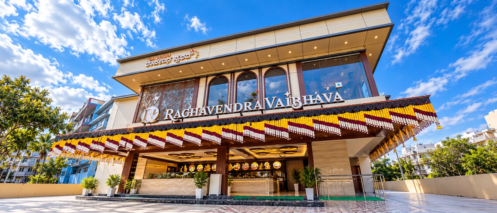 Exterior of Sri Raghavendra Vaibhav Pure Veg Hotel on Pipeline Road